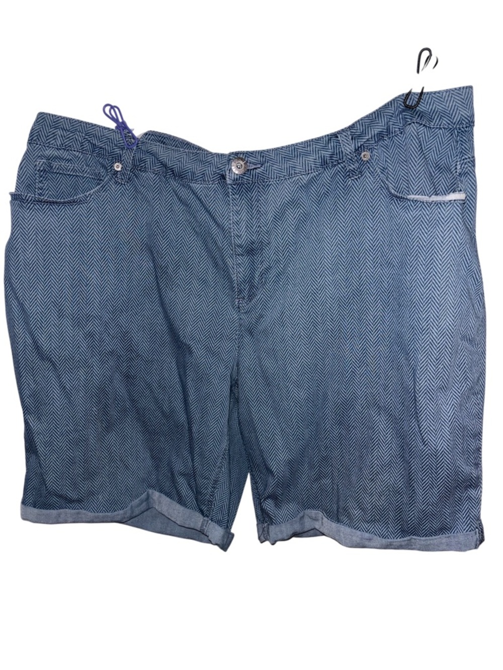 Ashley Stewart Women’s Blue Herringbone Casual Denim Shorts